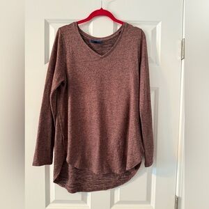 Apt. 9 | Pink and Black Marled Long Sleeve V Neck Sweater | Size M